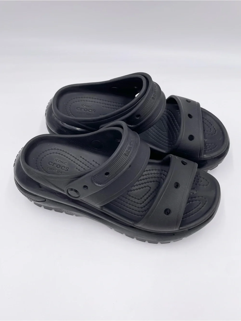 Crocs Classic Mega Crush Platform Wedge Sandals Black Women's Size 9 Men's 7